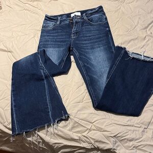 Women’s petra153 Dark Blue Raw Hem Flare Jeans